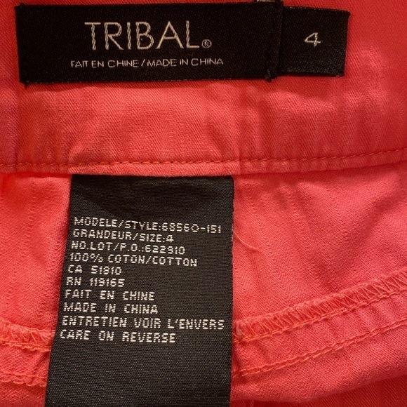 Tribal Button Cotton Capri Pants Hot Pink size 4 - Picture 4 of 7